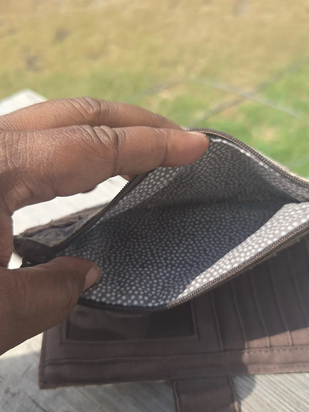 thirty-one Brown and Cream Floral Fabric Wallet